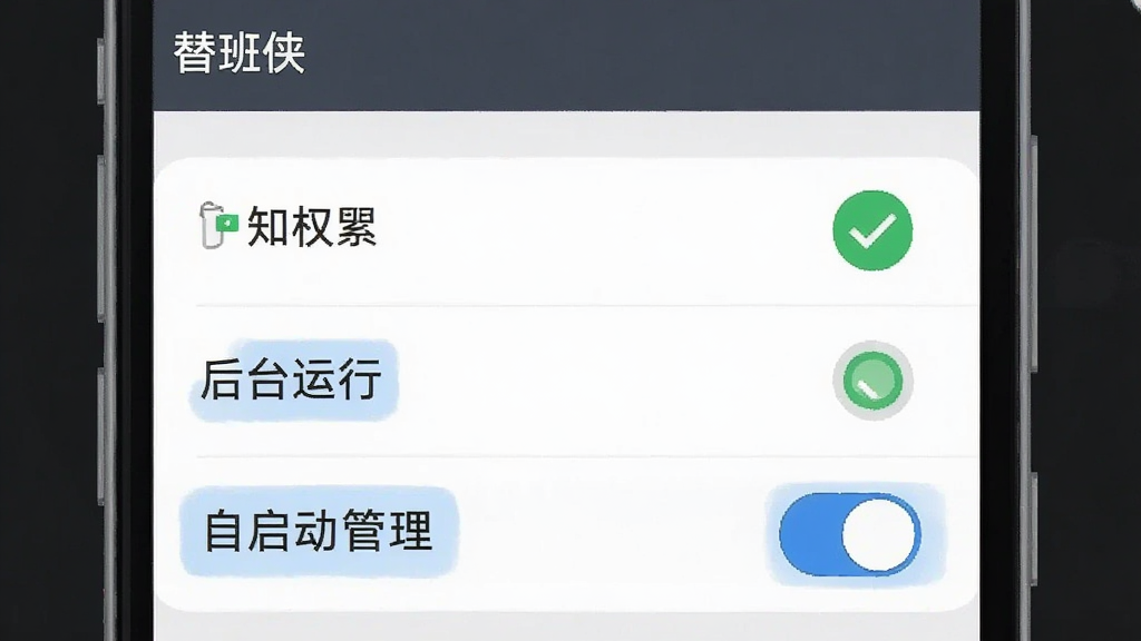 ������ֻ�Ȩ�������������棬����Ϊ�ֻ�����ҳ�棬���ִ��ϵ���������֪ͨȨ�ޡ���̨���С��������������أ��Ű��б�ʽ������Լ��ƽ��ϸ����ʾ��ɫ�Թ�����ɫ������ʾ�����������ɾ����޶���Ԫ�أ����ֱ�ע���������