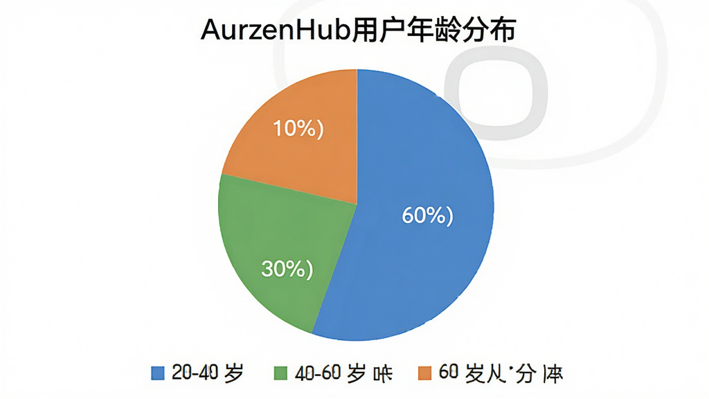 ��ϸ����һ��AurzenHub�û�����ֲ��ı�״ͼ������������һ��Բ��ͼ����Ϊ����ɫ�飺��ɫ����20-40��ռ��60%����ɫ����40-60��ռ��30%����ɫ����60������ռ��10%��ͼ���·���ͼ��˵������������רҵ�������ɾ�������������������