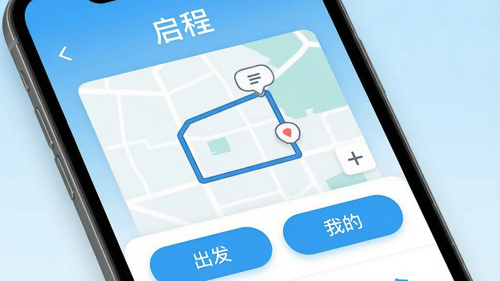 һ���ֻ���Ļ��д����ʾ����App�������棬�����С����̡��������м��Ǽ��ĵ�ͼ·��ͼ���ײ��С��������͡��ҵġ�������ť�������ǵ���ɫ���䣬������±�ƽ�����ʸɾ��޶���Ԫ��