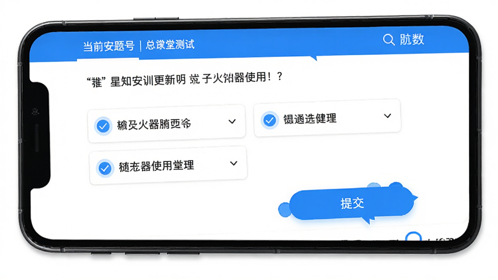 ��֪��ѵAPP���ò��Խ��棬�ֻ���Ļ��ʾһ�����������ʹ�õ�ѡ���⣬�ĸ�ѡ���������룬�·����ύ��ť��������ʾ��ǰ��Ŀ��ź����������������࣬��ɫ��׺���������������ʸɾ��޶���Ԫ��