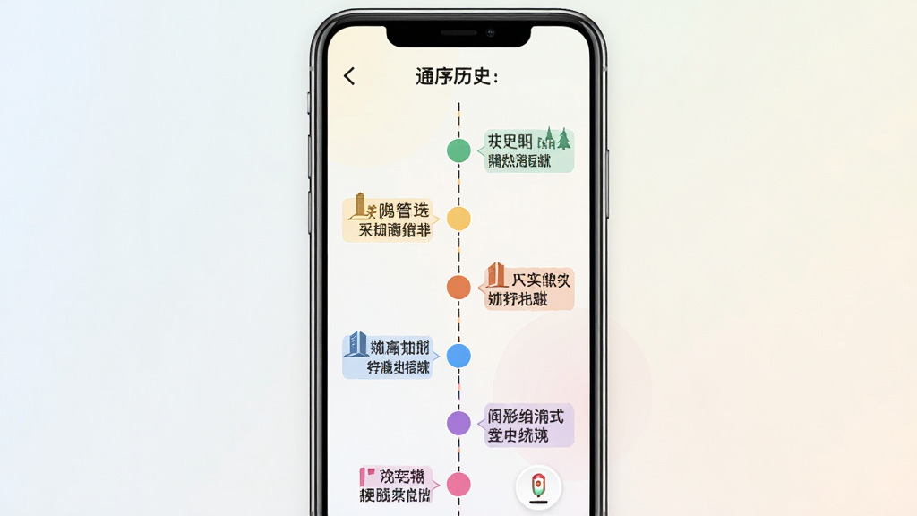 һ��չʾͨ����ʷApp�������ͼƬ�������������ֻ���Ļ����Ļ����ʾһ������ʱ���ᣬʱ�������ж����ɫ�ڵ��ע�Ų�ͬ��ʷ�¼���������ǳɫ���䣬������ִ���ϸ�����������ʸɾ��޶���Ԫ��