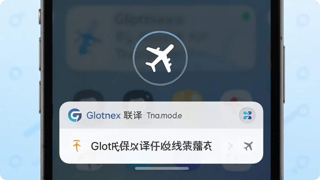 һ��չʾGlotnex�������߷��빦�ܵ�ͼƬ���ֻ���Ļ��ʾ����ģʽͼ�꣬�·��������Ȼ���������������������Glotnex����ı�ʶ��������ǳ��ɫ�Ƽ��н��䣬����Լ�������������޶���Ԫ��