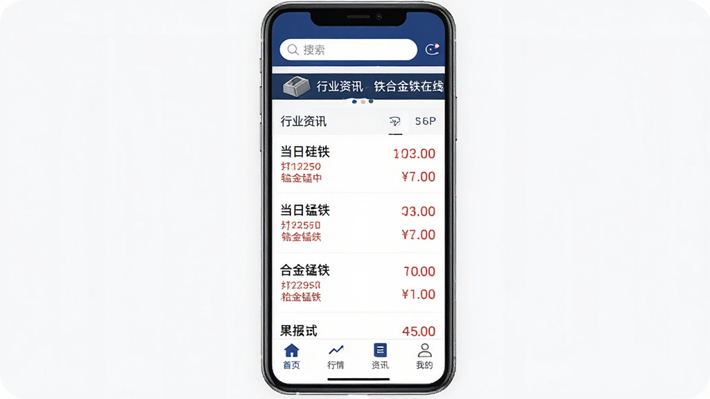 ���Ͻ�����App������ȫòչʾ���ֻ���Ļ������ʾ���չ����������ȺϽ��Ʒ���±����б�������������������ҵ��Ѷ����������ײ�������������ҳ�����顢��Ѷ���ҵ��ĸ�ͼ�꣬����Ϊ�ɾ��İ�ɫ������ɫ�������沼��������������ƽ����Ʒ��ϸ�ھ��£����ʸ��壬�޶���װ��Ԫ��