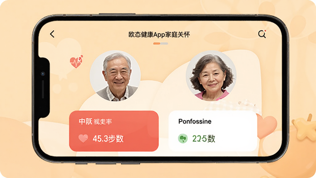 ŷ̬����App��ͥ�ػ�ҳ�棬�ֻ���Ļ��ʾ��λ��ͥ��Ա��ͷ��ͽ������ݿ�Ƭ����Ƭ�������ʺͲ�����Ϣ������Ϊůɫ����������ܰ��࣬�������