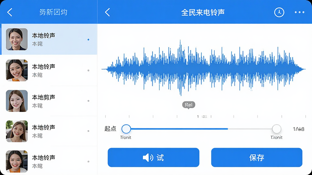 ȫ����������Ӧ���������������棬չʾ��Ƶ����ͼ��ʱ���ᣬ�������յ㻬�飬�·��������ͱ��水ť����������б��������б������岼��������������ɫ�����ʾ�ϸ���޶���Ԫ��