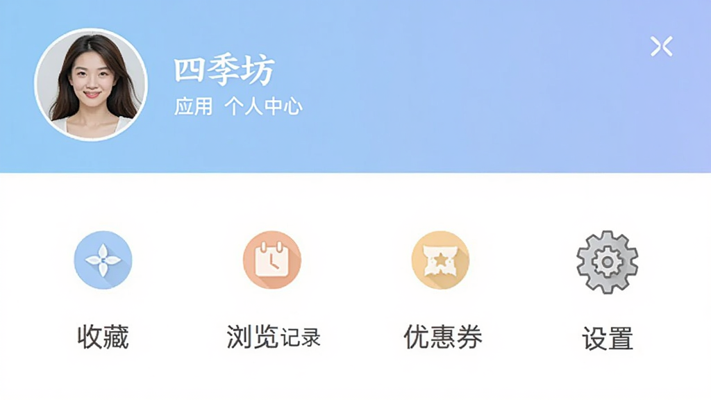 ���ļ�����Ӧ�ø������Ľ��棬�������û�ͷ����ǳƣ��·������ղؼС������¼���Ż�ȯ�����õ�ͼ�꣬���ֹ�������ɫ��ͣ����ʸɾ��޶���Ԫ��