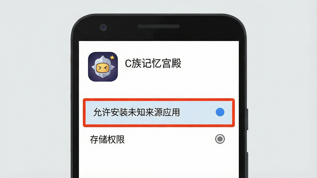 һ���ֻ�����ʾ��ͼ������չʾ��׿�ֻ���װ��C����乬�apk�ļ�ʱ��Ȩ�����ý��棬�����и�����ע��������װδ֪��ԴӦ�á��͡��洢Ȩ�ޡ�����ѡ��ֻ���Ļ�Ϸ���ʾӦ��ͼ������ơ�C����乬�������Ϊ����ǳ��ɫ�����Ϊ��ƽ��UIʾ��ͼ��ϸ�����������ʸɾ��޶���Ԫ�ء�