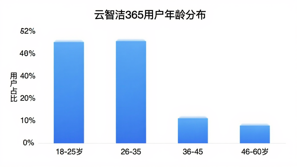 ���ǽ�365�û�����ֲ���״ͼ������Ϊ�����18-25�ꡢ26-35�ꡢ36-45�ꡢ46-60�꣬����Ϊ�û�ռ�Ȱٷֱȣ���״ͼ��ɫΪ��ɫ���䣬��������ɫ��ͼ������Ϊ�����ǽ�365�û�����ֲ���������չʾ26-35��ռ����ߣ������������Լ�����������ɾ�