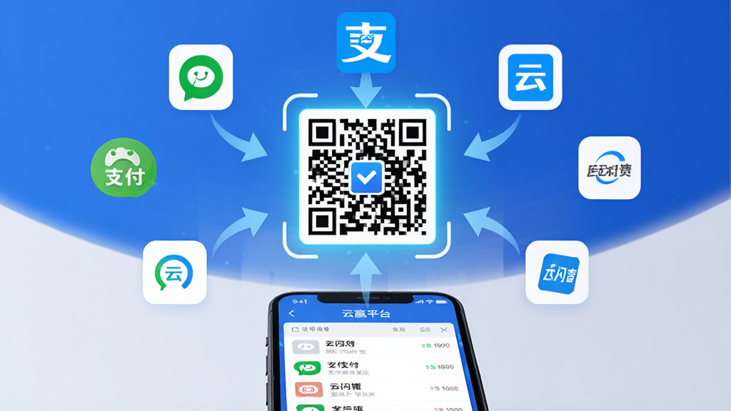��Ӯƽ̨����չʾͼ������������һ������ľۺ��տ��ά�룬��ά����Χ������΢��֧����֧������������������֧����ʽ��ͼ�꣬��ͷָʾ�ʽ������ά���·��������ֻ��С��ֻ���Ļ��ʾ��Ӯƽ̨�ĺ�̨�˵��б���ÿһ�����붼������ע��֧�����������ֽ������򣬷��Ϊ������ҵ�Ƽ��磬ɫ������ɫ�Ͱ�ɫΪ����ϸ�����������ʸɾ���