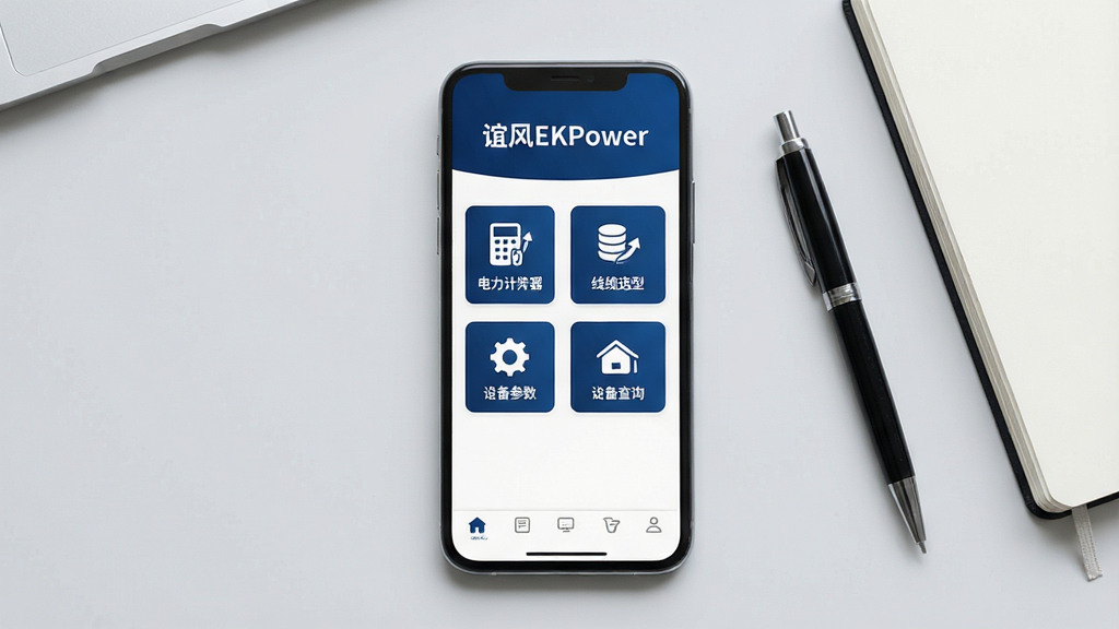 ����������һ�������ֻ�����Ļ����ʾ�����EKPower�����������棬����������ɫ�Ͱ�ɫΪ��ɫ���������С����EKPower�������ֱ�ʶ���м��������������ŵ���������������ѡ�͡��豸������ѯ��ͼ�갴ť���ײ��ǵ������������Ǹɾ���ǳ��ɫ���棬�Ա߷���һ֧�ʺ�һ���ʼǱ�������ִ���Լ��ϸ�����������ʸɾ����޶���Ԫ��