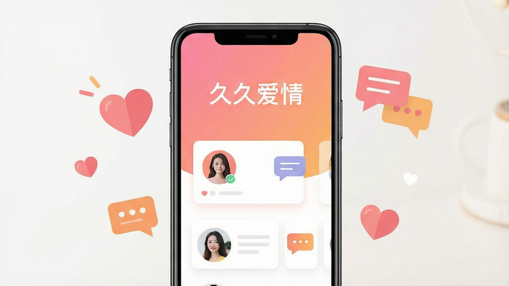 һ��չʾ�þð���App����ȫò��ͼƬ������������һ�������ֻ�����Ļ������ʾ�þð���������棬������Ƽ����ů��������͵ķ�ɫ��ů��ɫ���䱳������Ļ�Ϸ��С��þð��顱�������·���ʾ�����û�ͷ��Ƭ����������ͼ�꣬��Χ�����Ű��ĺͶԻ����ݵı�ƽ��װ��Ԫ�أ���������ܰ���ɾ����ִ��������������޶�������Ԫ��