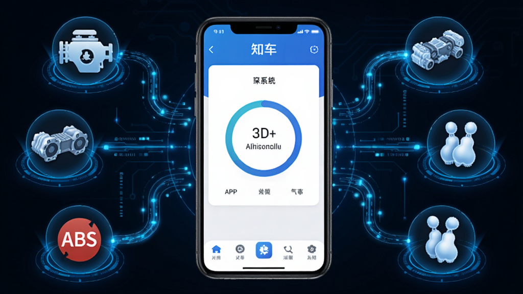 һ��չʾ��֪��������ȫ��ϵͳ���ɨ�蹦�ܵ�ͼƬ�����������ǡ�֪����APP�ļ����Ƚ��棬��Χ�����ŷ������������䡢ABS����ȫ���ҵ���������ϵͳ��ͼ�꣬ͼ��֮�����������������ӣ����Ϊ�Ƽ�������Ч�����ʸɾ��������޶���Ԫ�ء�