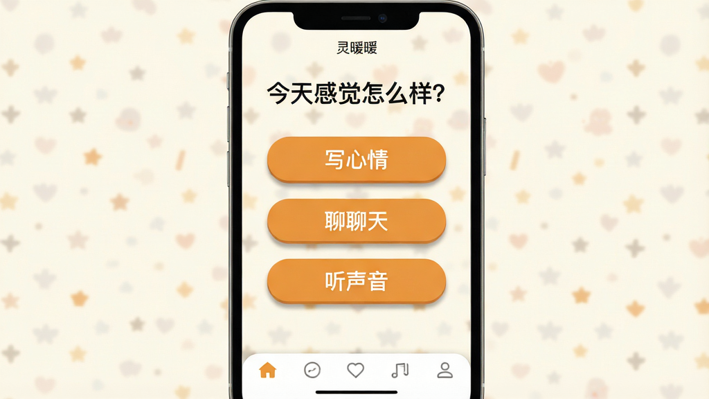 ����չʾ����ůů������ҳ���棬�������ʺ������о���ô���������м���������ť�ֱ�д�š�д���顱�������족�������������ײ��ǵ�����������Ϊ�װ�ɫ����ťΪů��ɫԲ�Ǿ��Σ����ּ����У����Ϊ�ִ���ƽ����ƣ�ϸ���ϰ�ť����΢ͶӰ�����ʸɾ��޶���Ԫ��