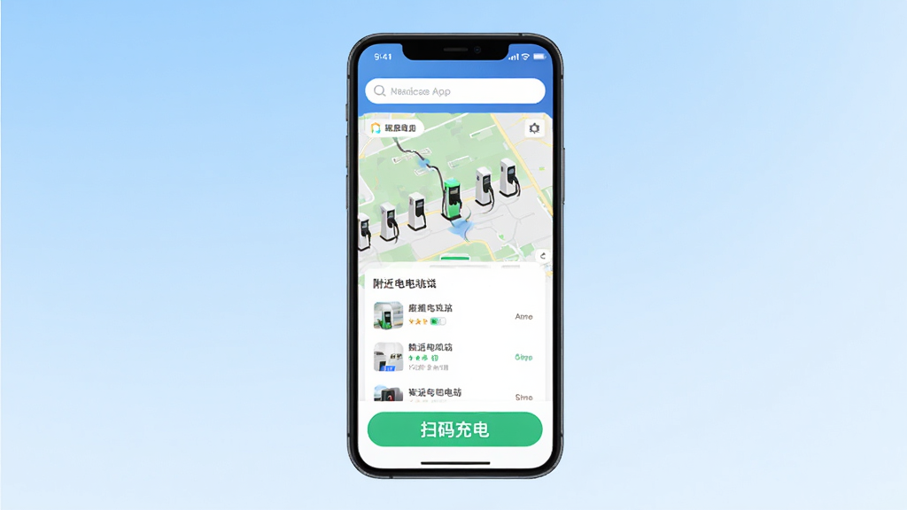 ������Դ App ������ȫòչʾ������������һ�������ֻ�����Ļ��ʾ���׮��ͼ�ֲ��͸�����վ�б����Ϸ������������·���ɨ���簴ť��������ǳ��ɫ���䣬��������ˬ��࣬���ʸɾ��޶���Ԫ��