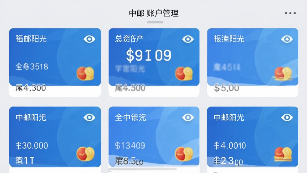 ��������APP�˻����������ͼ����ֻ���Ļ������ʾ���ʲ����ֺ����п��б�����Ƭ����ɫ�Ͱ�ɫΪ����ÿ�ſ��·���עβ�ź������Ͻ����۾�ͼ������ؽ�����Ϊǳ��ɫ�����������������Ű����࣬���ʸɾ��޶���Ԫ��
