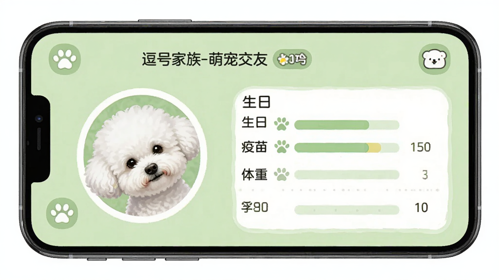 �ֻ�����չʾ�����ż���-�ȳ轻�ѡ��ĳ��ﵵ��ҳ�棬һֻ��ɫ����Ȯ��ͷ���Ա������ա����硢���ص�����ͼ���������ǵ���ɫ��ͼ����ɰ������沼�����������ʸɾ����޶���Ԫ��
