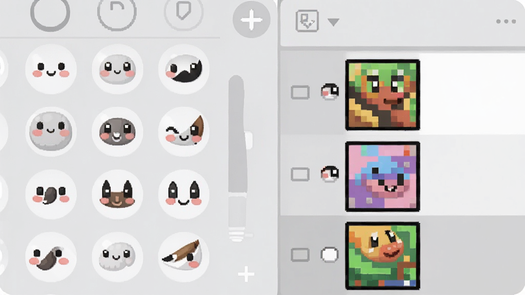 һ��Pixel���ذ�滭���������дͼ��չʾ����ˢѡ�������Ҳ�ͼ�����������ˢͼ��Բ��ɰ���ͼ������ͼ��ʾ�Ų�ͬ��ɫ������ͼ����������ɫ��ǳ�ҺͰ�ɫΪ���������ֱ�ۣ����ʸɾ��޶���Ԫ�ء�