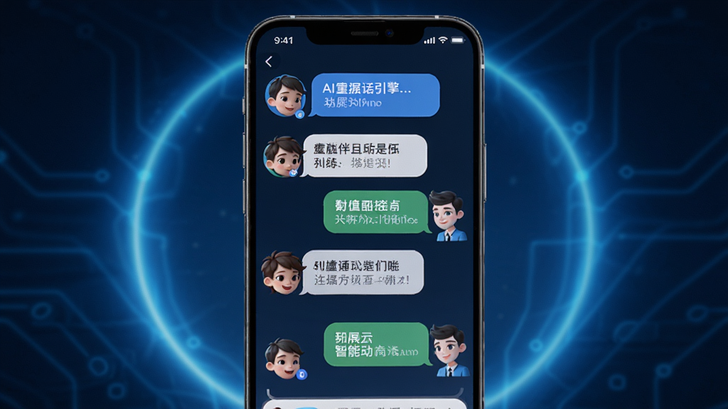 AI����������ܶԻ����湦��չʾ�������������ֻ���Ļ����Ļ����ʾ�û���AI��ɫ���ڽ��ж��ֶԻ����Ի����ݽ������У���ɫ����ḻ���������пƼ��е���ɫ���Σ����������ִ������������ɾ����޶���Ԫ��