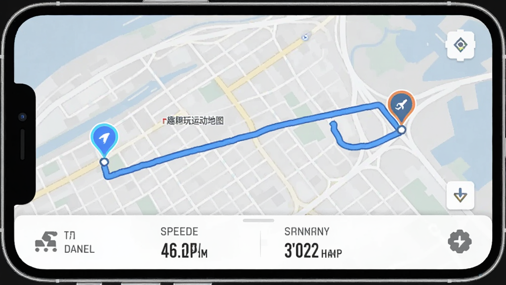 Ȥ���˶�Pro �˶��켣��ͼ���棬�ֻ���Ļ��ʾ���е�ͼ��һ����ɫ�˶��켣�ߣ���;��ע�����յ�ͼ�꣬�·���ʾ���ٺ;������ݣ�����Ϊǳ��ɫ��ͼ������ƽ�������������޶���Ԫ��