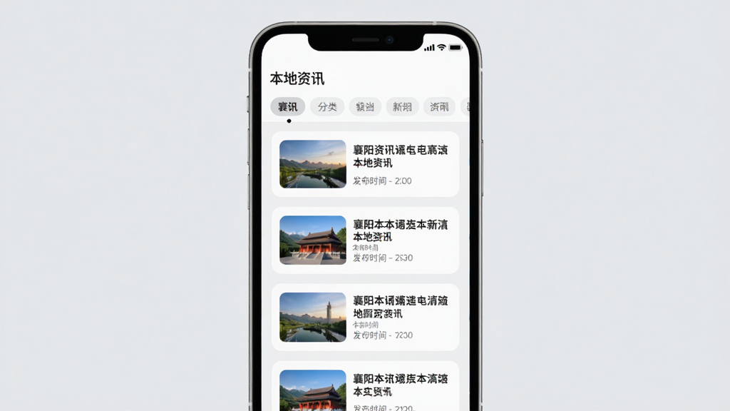 �ҵ�����App������Ѷҳ��չʾͼ���ֻ���Ļ��ʾ��Ѷ�б��������С�������Ѷ������ͷ����ǩ�����·������ſ�Ƭ�б���ÿ�ſ�Ƭ��������ͼ������ͷ���ʱ�䣬����Ϊǳ��ɫ����ƬΪ��ɫԲ�Ǿ��Σ������������죬���ʸɾ��޶���Ԫ��