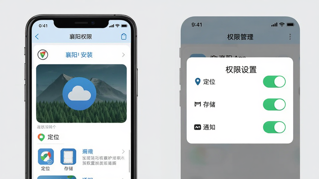 �ҵ�����App��װ��Ȩ������ʾ��ͼ������������ֻ���װ���棬�Ҳ���Ȩ�޹���������������λ���洢��֪ͨ����Ȩ�޿��أ�����Ϊǳ��ɫ������Ԫ�����������ֱ�ǩ��ȷ������࣬���ʸɾ��޶���Ԫ��