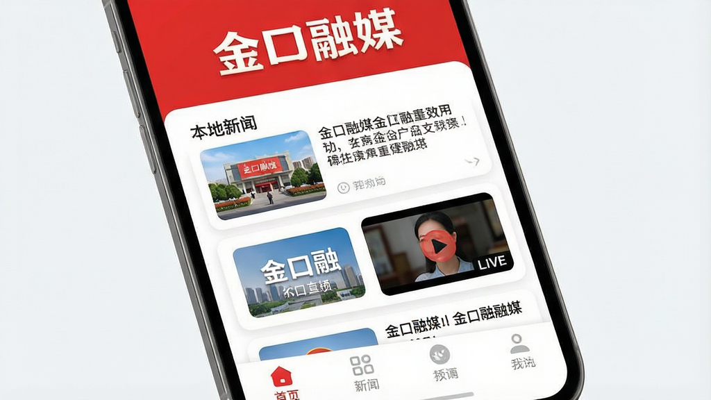 һ���ֻ���Ļչʾ�����ýApp�������棬���涥������Ŀ�ġ������ý������Logo���м��Ǳ���������Ѷ��Ƭ��������ͼ�ĺ���Ƶֱ����ڣ��ײ��Ǽ��ĵ�������������ɫ�Ժ��Ϊ�����Ӿ���ˬ������ִ���ƽ��ϸ��Բ�󣬻��ʸɾ����޶���Ԫ��