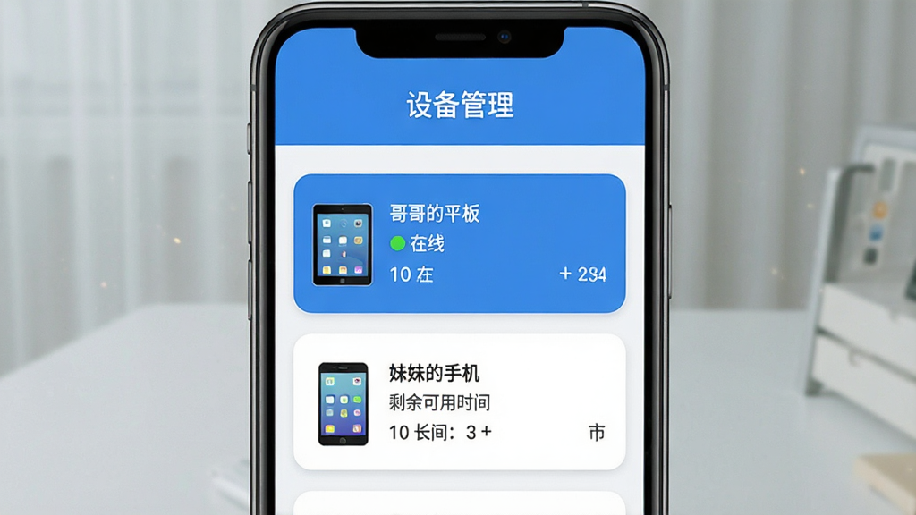 һ��չʾС�������豸���������ͼƬ���ֻ���Ļ��ʾ�豸�б�������������ƽ�塱�͡����õ��ֻ��������豸��Ƭ��ÿ����Ƭ��ʾ����״̬��ʣ�����ʱ�������涥���С��豸���������⣬�������ִ���ƽ��������ɫ�����ʸɾ�