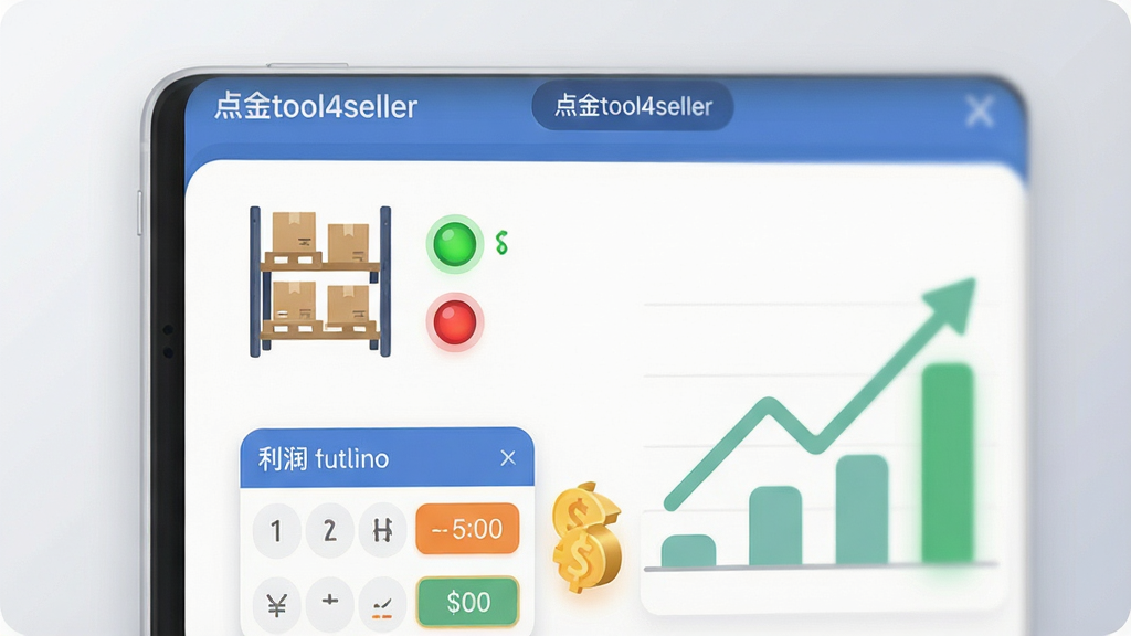 һ��չʾ���������׷�ٹ��ܵ��Ӿ�ͼ�����������ǡ����tool4seller��Ӧ�ý�����д����Ļ����ʾһ���ֿ����ͼ���Ա�����ɫ�ͺ�ɫָʾ�ƣ��·������������ͼ�κ���Ԫ���ţ�����ͼ�����������ƣ�����Ϊǳ��ɫ���䣬�����ֱ�ۣ�ϸ��Բ�󣬻��ʸɾ��������޶���Ԫ��