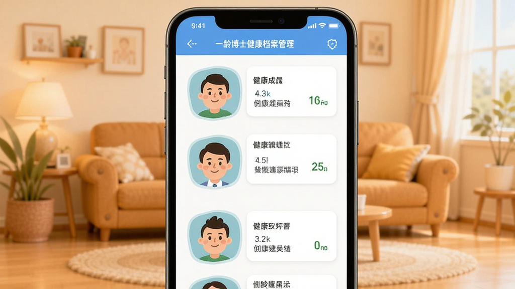 һ�䲩ʿ���������������棬�ֻ���Ļ����ʾ��ͥ��Ա�Ŀ�ͨͷ���б���ÿ��ͷ�����н�������С��Ƭ����������ܰ�ļҾӻ���������ƽ����ƣ����������ɾ�