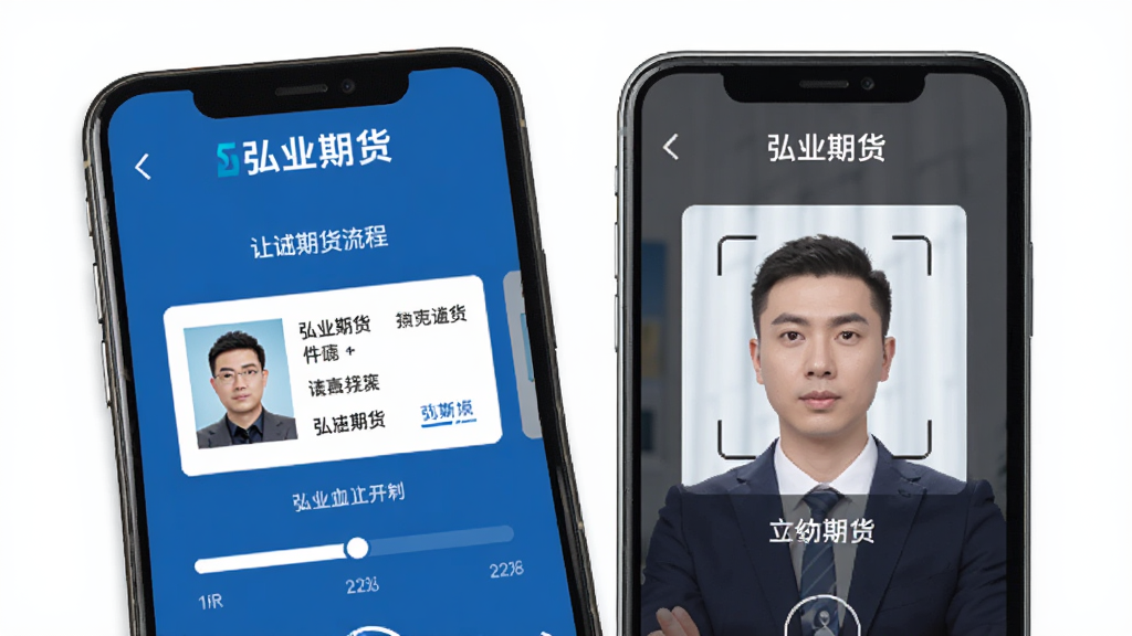 ��ҵ�ڻ�App�������̽��棬չʾ�ֻ���Ļ�ϵ�����֤�ϴ�������ʶ���裬�����������Ľ�������