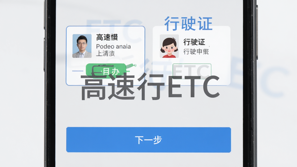 ������ETC������̽��棬�ֻ�����ʾ����֤�ϴ������ʻ֤�ϴ����·��С���һ������ɫ��ť��������ǳ��ɫ�������м��С�������ETC��ˮӡ���֣���������񣬻����������޶���Ԫ��