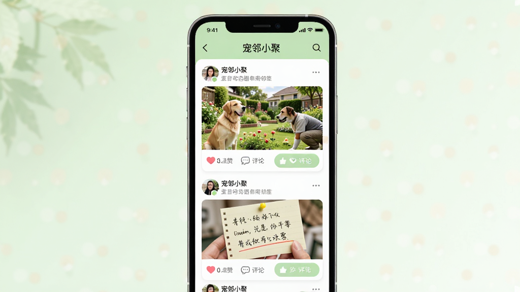 ������С�ۡ�Ӧ���ڵ����ﶯ̬Ȧ���棬�ֻ���Ļ��ʾһ���������û�����ͼ�Ķ�̬���г�����Ƭ��С����԰��Ƭ����д��ǩ�ȣ�ÿ����̬�·��е��޺��������ݣ�������ǳ��ɫ�Ͱ�ɫΪ���������������룬��������ִ���ϸ�ھ��£����ʸɾ����޶���Ԫ��
