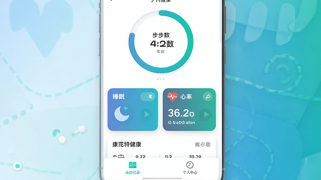 �����ؽ��� �˶�����App ������չʾ ��ɫ���� ��࿨Ƭʽ���� ������ʾ����Բ�� �м���˯�ߺ��������ݿ�Ƭ �ײ�Ϊ�˶���¼���������ѡ� ��ƽ����� ���̽����׺ ���ʸɾ� �޶���Ԫ��