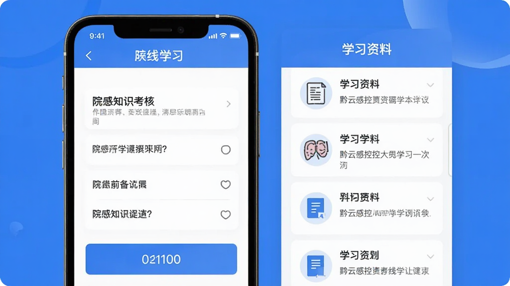 һ��չʾǭ�Ƹп�APP����ѧϰ�����ͼƬ���ֻ���Ļ��ʾ��Ժ��֪ʶ���ˡ�ҳ�棬����Ŀѡ��͵���ʱ���Ա���ѧϰ�����б����������ִ���ƽ��������ɫ�������ʸɾ��޶���Ԫ��