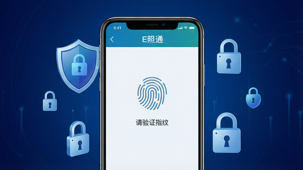һ��չʾE��ͨ��ȫ���ܵ�ͼƬ������������һ���ֻ���Ļ����Ļ����ʾE��ͨApp�Ľ������棬��ָ��ͼ��͡�����ָ֤�ơ������֣���Ļ��Χ�����Ŷ��ơ��������ܷ��ŵȰ�ȫԪ�أ�����������ɫ���䣬���Ƽ���ʮ�㣬���ʸɾ����޶���Ԫ��