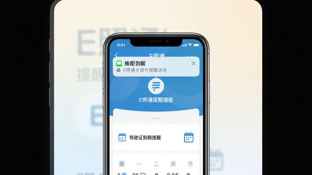 һ��չʾE��ͨ�������ѹ��ܵ�ͼƬ���������ֻ���Ļ��ʾE��ͨApp���������ý��棬�С���ʻ֤�������ѡ���ѡ�������ͼ�꣬��Ļ�Ϸ�������֪ͨ�ĵ���ʾ����������ǳɫ���䣬�����ˬ�����ʸɾ����޶���Ԫ��