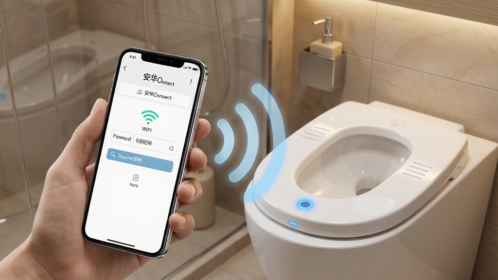 һ��չʾ����Connectһ���������ܵ�ͼƬ��������һ���ֻ�������һ��������Ͱ�ǣ��ֻ���Ļ����ʾ��WiFi�������������������豸���ƣ�������Ͱ���ϵ�ָʾ�Ƴ�����ɫ��˸״̬����Χ�е���ɫ�������źŲ��ƴ��ֻ������豸����������ܰ���ִ�������һ�ǣ������Ƽ��У�ϸ�����������ʸɾ��޶���Ԫ�أ�������Ⱦ