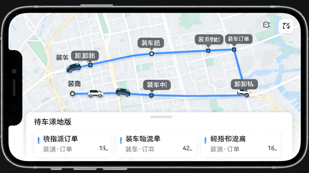 �˳��ܼ������泵�����ȵ�ͼ���棬�ֻ���Ļ��ʾ���е�ͼ�������ж������ͼ���λ�ñ�ǩ����Ļ�·��Ǵ�ָ�ɶ����б�����ͼ������ɫ·������װ�����ж���㣬��������Ƽ��У������������޶���Ԫ��