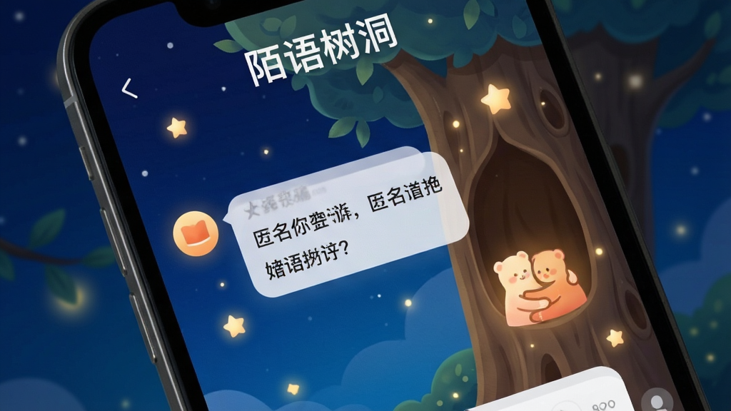 һ���ֻ���Ļ��д�����������ǡ�İ��������APP�Ľ��棬����������ɫ��ҹ�պ������Ĳ廭��񣬽�������ʾ���������ߵ��������ݺ�һ����ů��ӵ��ͼ�꣬��Χɢ�������ǵ�����͹��Σ����岼�ּ�࣬���������ܰ��ϸ�ھ��£����ʸɾ����޶���Ԫ�ء�