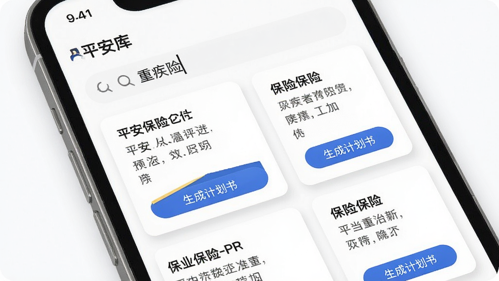 �ֻ���Ļ��ʾ��ƽ���ˡ�APP��Ʒ��ҳ�棬����״�����Ÿ��ֱ��ղ�Ʒ��Ƭ��ÿ�ſ�Ƭ�в�Ʒ���ơ��������͡����ɼƻ��顱��ť���������������롰�ؼ��ա��������Ǹɾ��İ�ɫ����Ƭ����΢��Ӱ������ִ���࣬���ʸɾ����޶���Ԫ��