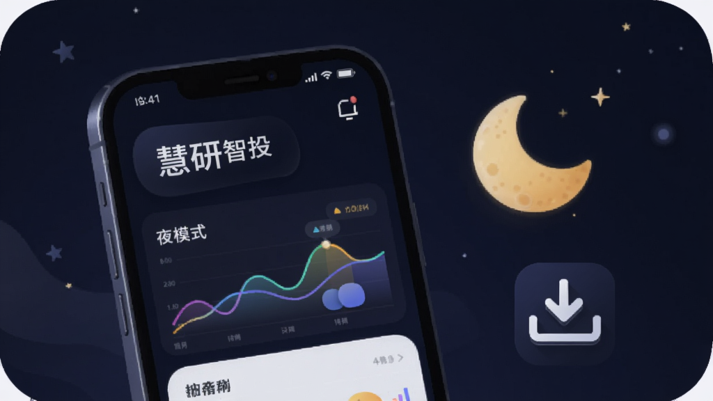 ��������Ͷ��App��ҹ��ģʽ����廭����ɫ��������ʾ�������İ�ɫ���ֺͲ�ɫͼ�����ֻ��Ա���һ������ͼ������ؼ�ͷͼ�꣬��������ʣ����ּ�࣬���ʸɾ�