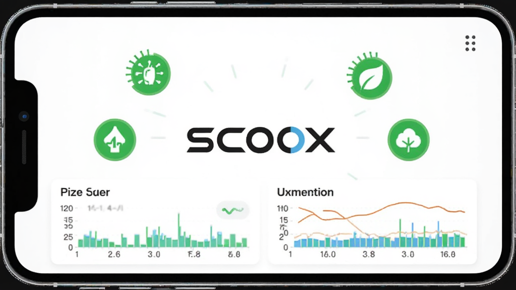 SCOOX��������״̬չʾ���ֻ���Ļ��ʾ���������н��棬�ڴ�ռ�ú͵�������ͼ�������ɼ���SCOOX��־λ��ҳ�����룬��Χ����ɫ����ͼ�꣬�����Ƽ��У����ʸɾ��޶���Ԫ��