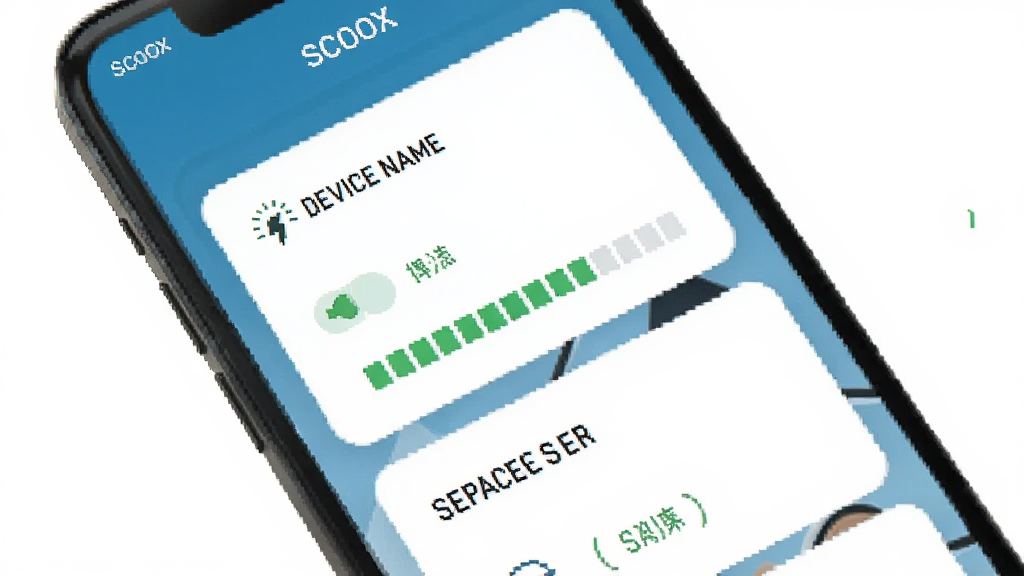 һ��չʾSCOOX�豸״̬��ؽ����ͼƬ���ֻ���Ļ��ʾSCOOXӦ�ý��棬�������豸���ơ�����״̬ͼ����ź�ǿ��ָʾ���������Կ�Ƭʽ���ֳ��֣���ɫ��ˬ������ƽ���������������޶���Ԫ��