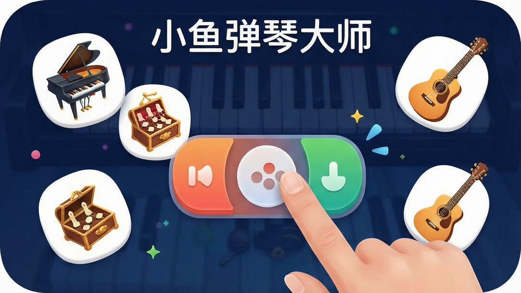 һ�š�С�㵯�ٴ�ʦ��App�����ͼ���չʾͼ��������һֻ�����ڵ����ɫ�л���ť����ΧƯ���Ÿ��١������С�����������Сͼ�꣬���������������ã����ʸɾ����޶���Ԫ��