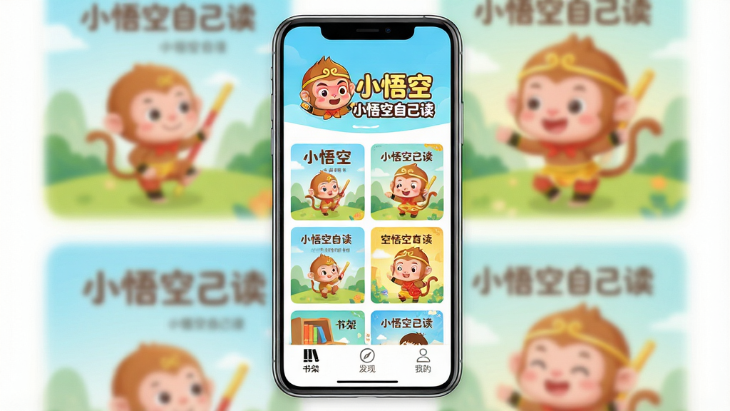 һ��չʾ��С����Լ�����App����ȫò���ֻ�����ͼ��������һ�������ֻ�����Ļ����ʾApp��ҳ�����ֶ����ǿ�ͨ����������롰С����Լ���������Logo���м��ǻ汾���������Ű棬�ײ��ǡ���ܡ��������֡������ҵġ�����������ť�����Ϊ�������õĶ�ͯ�廭�磬ϸ��Բ��ɰ��������ɾ��޶���Ԫ�أ�����������