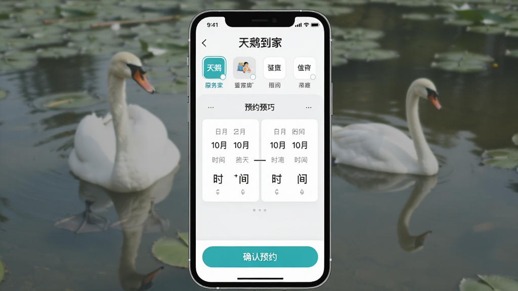 һ��չʾ��쵽��Appʹ�ü��ɵ�ͼƬ������Ϊ�ֻ���Ļ��ʾԤԼ����ҳ�棬����Ϊ������������ѡ���м������ں�ʱ��ѡ�������ײ���ȷ��ԤԼ��ť���Ű������������ʵ�ã�ϸ����ȷ�����ʸɾ�����Ļ����ʾ���֡���쵽�ҡ�