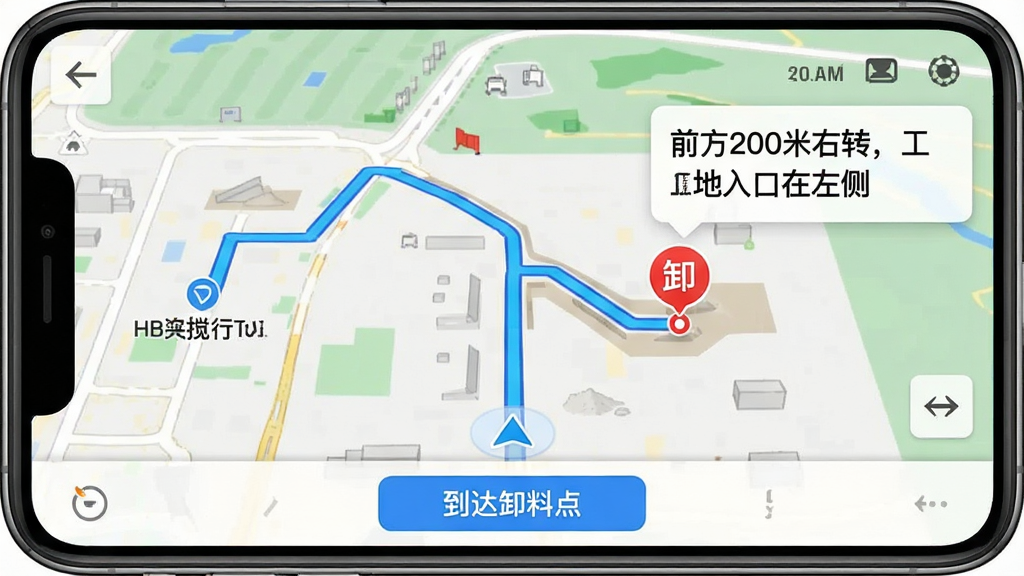 һ����˾��Ӧ����Ƕ���������ͼƬ����ͼ����ʾһ����ɫ�滮·�ߴӽ���վ���쵽���أ��յ���һ����ɫ��ж�ϵ�ͼ�꣬�Ա߸�����ʾ��ǰ��200����ת�������������ࡱ���ײ��С�����ж�ϵ㡱��ť����������������������������������޶���Ԫ��