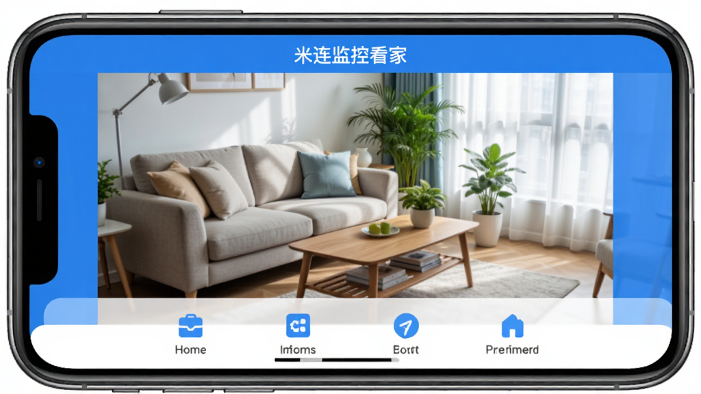 �ֻ���Ļ��ʾ������ؿ���App�����棬��������һ����ܰ�ļ�ͥ����ʵʱ��ػ��棬��������ɳ�����輸����ֲ������ײ����ĸ�����ͼ�갴ť��������ʾ��������ؿ��ҡ����֣����岼������������ִ���࣬������ɫ�����ʸɾ��޶���Ԫ��