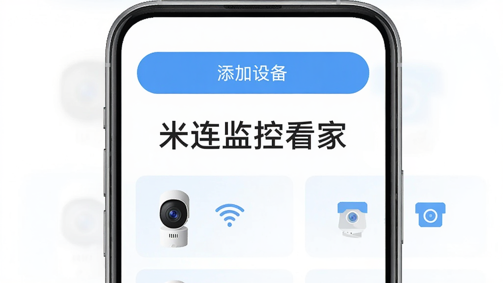 ������ؿ���App���豸���ӽ��棬�ֻ���Ļ����ʾ�������豸����ť�������ӵ�����ͷ�б����Ա���WiFi�ź�ͼ�������ͷͼ�꣬�����м��С�������ؿ��ҡ����֣�������ƽ��������ɫ�����ʸɾ��޶���Ԫ��