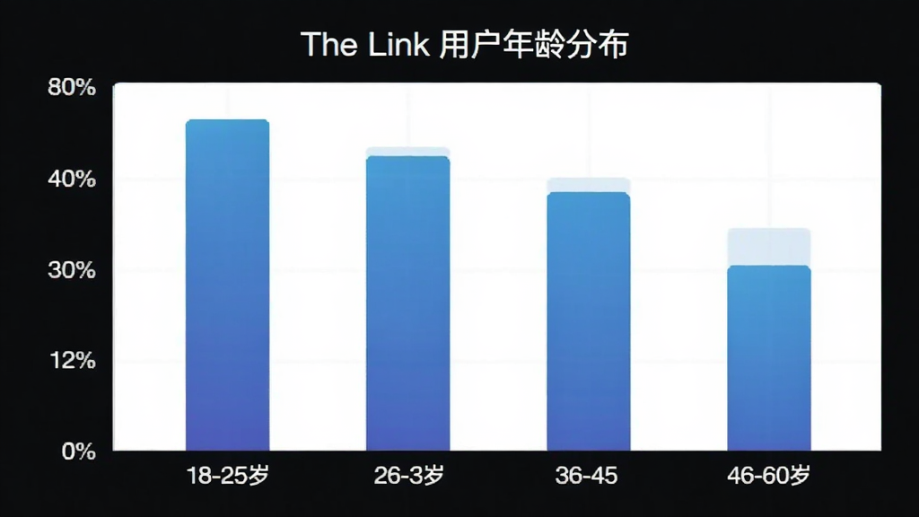 һ����״ͼչʾ The Link �û�����ֲ�������Ϊ����Σ�18-25�ꡢ26-35�ꡢ36-45�ꡢ46-60�꣬����Ϊ�û�ռ�Ȱٷֱȣ���״ͼ��ɫΪ�������ɫ��ͼ������Ϊ��The Link �û�����ֲ����������ɾ���࣬���������ɼ���